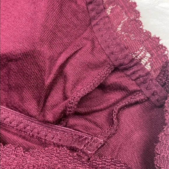 Plus Dk.Burgundy Bralette Hourglass Back Lace Pads - Picture 6 of 10